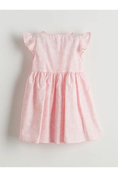 LC Waikiki Lcw Kids Pink Bicycle Collar Floral Girl Poplin Dress