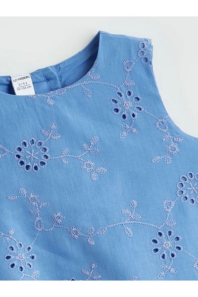 LC Waikiki Lcw Kids Blue Crew Neck Girls Lace Dress
