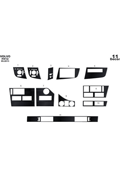 Marscockpitdesign Volvo Fh Compatible Console-Gunwale Trim 2013 11 Pieces