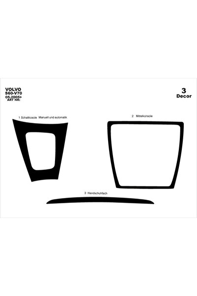 Marscockpitdesign فولفو S60 / V70 كونسول متوافق مع توربيدو 2005- 2009 3 قطع