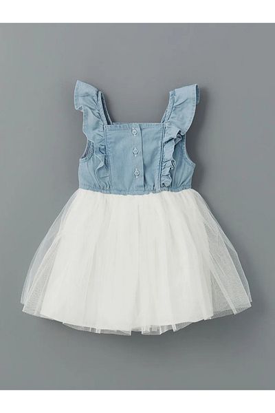 LC Waikiki Lcw Eco Indigo Square Neck Tutu Baby Girl Dress