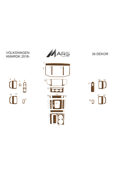 Marscockpitdesign فولكس واجن اماروك كونسول-توردو 2018- 36 قطعة