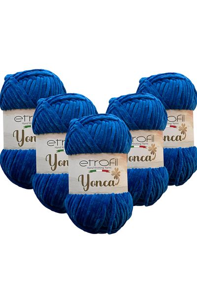 Etrofil Clover Velvet Hand Knitting Yarn 5 Pieces 70521 Saks Blue