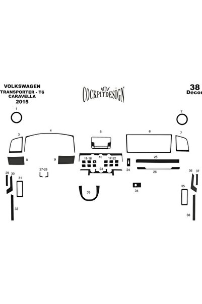 Marscockpitdesign فولكس واجن كارفيل كونسول-توردتو مطلي 2015-2018 38 قطعة