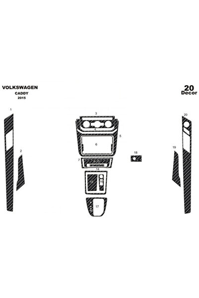 Marscockpitdesign فولكس واجن كادي كونسول-توربيدو 2015 20 قطعة