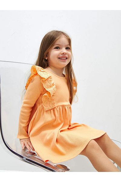 LC Waikiki Lcw kids orange bicycle collar long sleeve basic girl baby dress