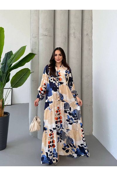 JESSE STORY Women's Hijab Dress Modal Fabric Patterned Dress
