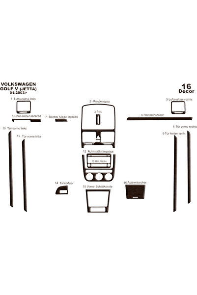 Marscockpitdesign فولكس واجن جولف 5 توربيدو مكيف رقمي 2003-2008 16 قطعة