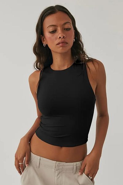 COOL TARZ Tricou negru pentru femei – Tricou fără mâneci Crop Basic