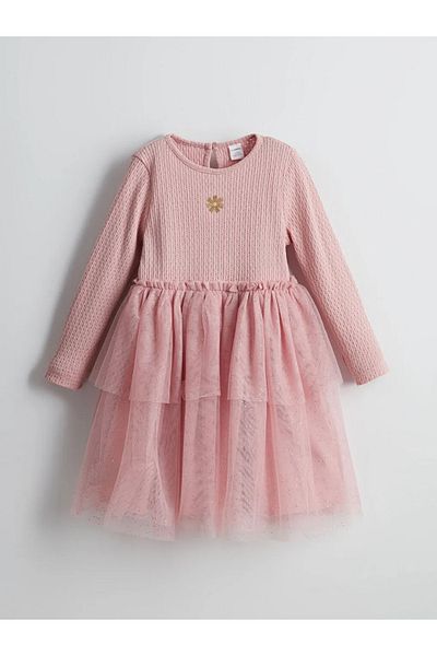 LC Waikiki Lcw Kids Pink Crew Neck Floral Girl's Dress