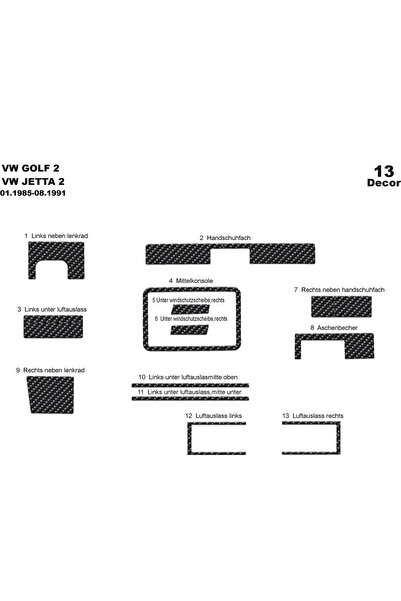 Marscockpitdesign فولكس واجن جولف 2 وحدة التحكم-توبيردو 1985-1991 13 قطعة