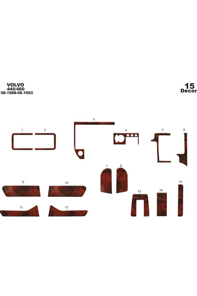 Marscockpitdesign فولفو 440 / 460 كونسول متوافق مع توربيدو 1988-1993 15 قطعة