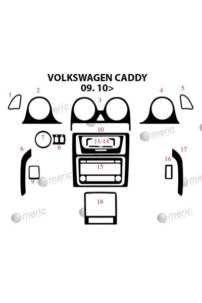 Marscockpitdesign فولكس واجن كادي كونسول-توربيدو 2010 18 قطعة