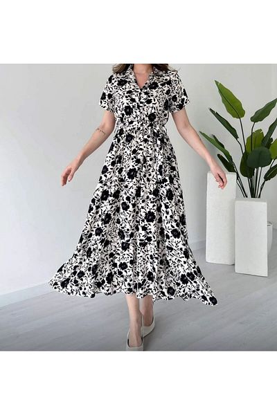 tülaybutik Women's Summer Viscose Fabric Print Dress