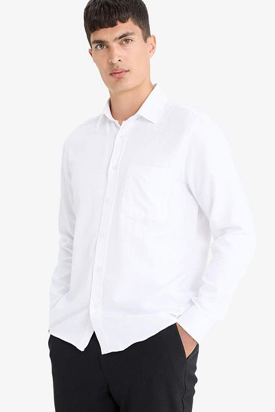 DeFacto Regular Fit Polo Neck Textured Long Sleeve Shirt E7744Ax25Au