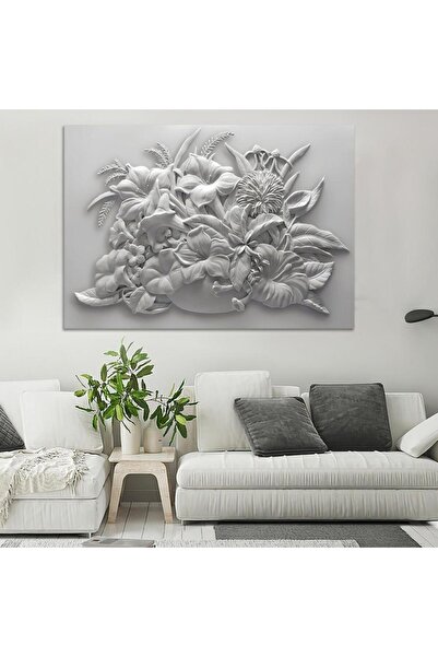 SND لوحة جدارية قماشية كانفس جبس مطبوعة بتصميم فني جميل بإطار فضي، 120×80 سم