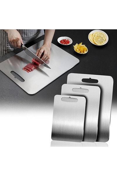 ÇARŞI HANEM 3 Pieces Stainless Steel Cutting Board Set Suitable for Food Contact Antibacterial 3-Piece Healthy