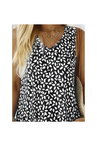 ZORM Floral Patterned Women's V-Neck Loose Blouse