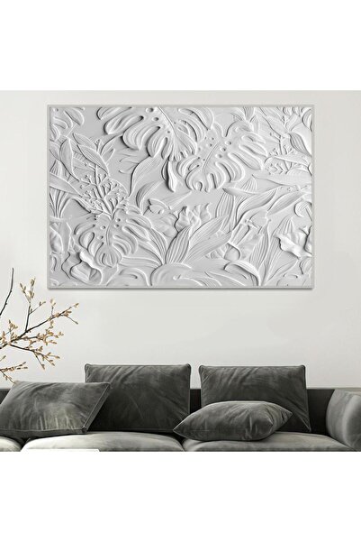 SND لوحة جدارية قماشية كانفس جبسية مطبوعة بتصميم فني جميل بإطار فضي، 60×90 سم