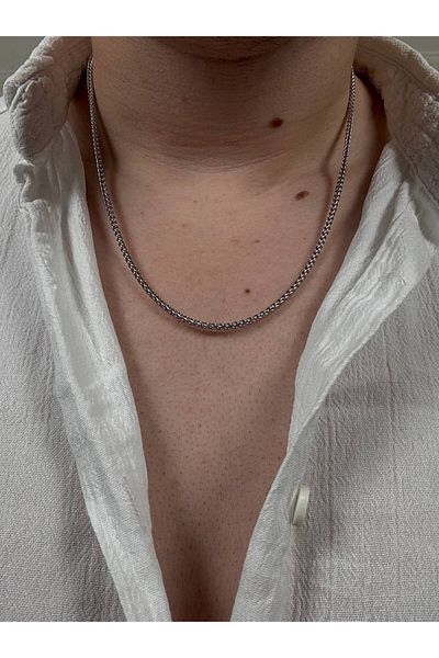 Arvens Men's Silver Stainless Steel Necklace Does Not Lose Color Top Quality Chain Does Not Fade Unisex Does Not Fade