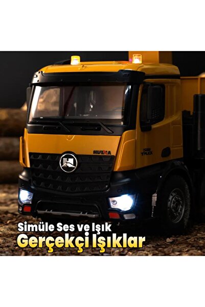 Huina 1538 1/14 26CH 8x4 Damperli Kamyon RC Kumandalı İş Makinesi 3 Farklı Tutma Kollu Kepçeli RC Mo