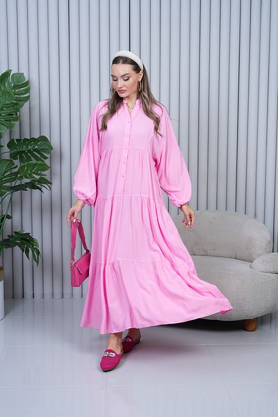 EL jadida Women's Plus Size Hijab Viscose Dress Pink 2061
