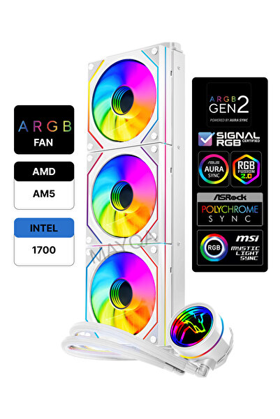 GAMETECH HYDRA AHD360W ARGB AYNALI FAN 360MM SONSUZLUK AYNALI BEYAZ SIVI SOĞUTMA