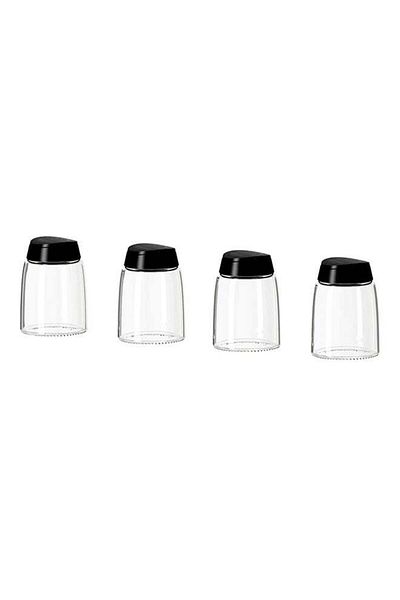 IKEA 365+ 4-Piece Spice Jar Set With Plastic Sheeting Clear/Black 6.5x8.5cm