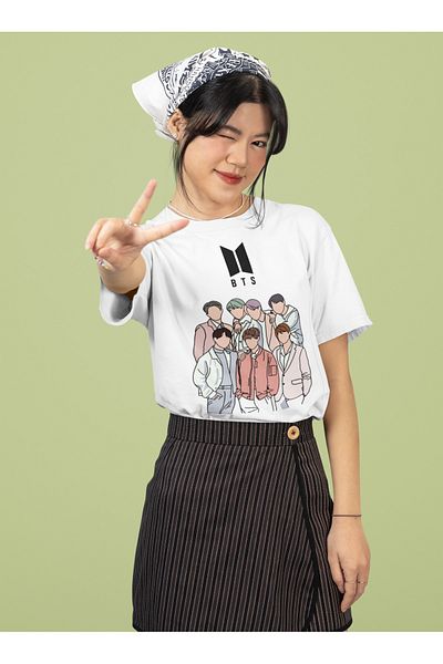 MAGORS Bts Bangtan Boys K-Pop Printed 100% Cotton Soft Texture Crewneck Children's and Youth Tshirt