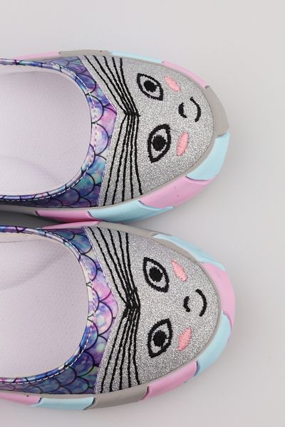 moon glow Pantofi pentru fetiță cu model unicorn și pește |   Balerini de culoare violet |   26-30 Balerini speciali cu toc plat