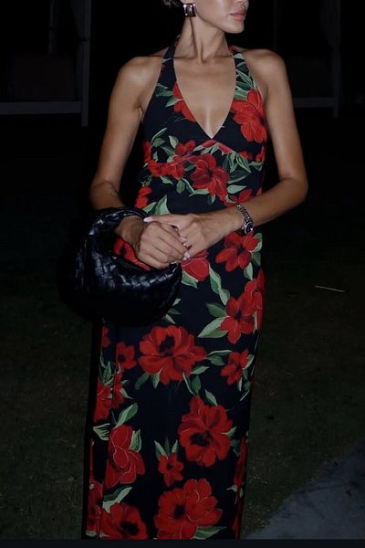 MoyStore Design Backless Rose Dress