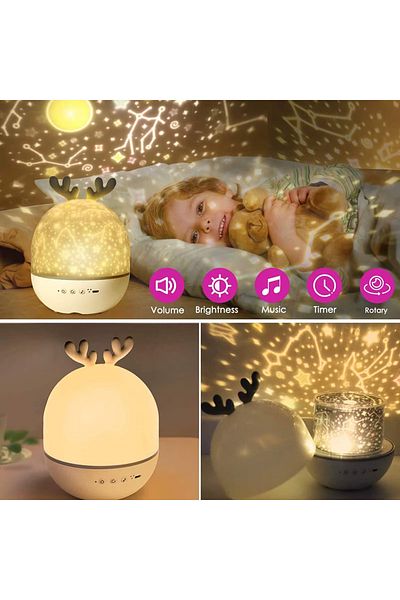 OEM Musical projector lamp for children, modern rotating ceiling projection, USB, remote control, elf