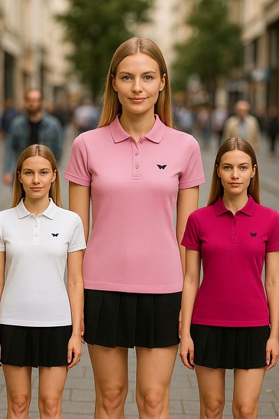 comstar Tricou de vară pentru femei, pachet de 3, Basic Crest, cu gât polo