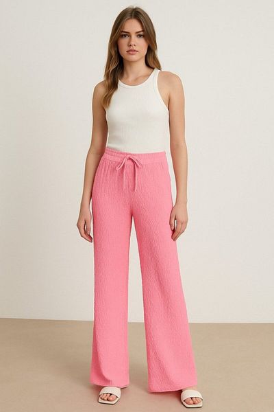 COTTONLAB Women's Elastic Waist Pol Leg Trousers