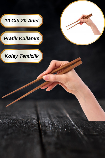 Hane Dostu 10 Çift 20 Adet Çin Usulü Yemek Çubuğu Chopsticks