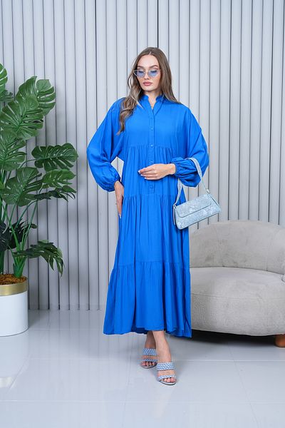 EL jadida Women's Plus Size Hijab Viscose Dress Indigo 2061