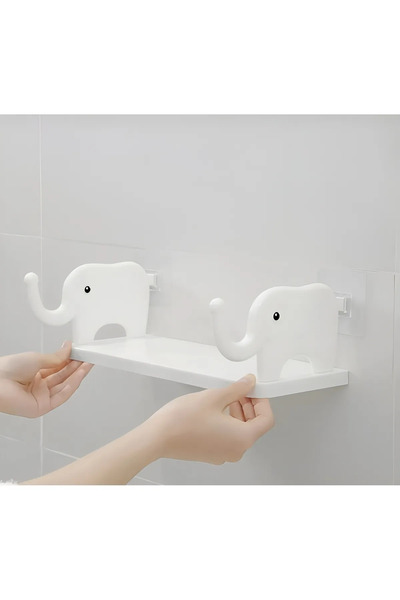 EVİMDM 2 Adet Kendinden Yapışkanlı Beyaz Fil Banyo & Mutfak Düzenleyici Raf Seti