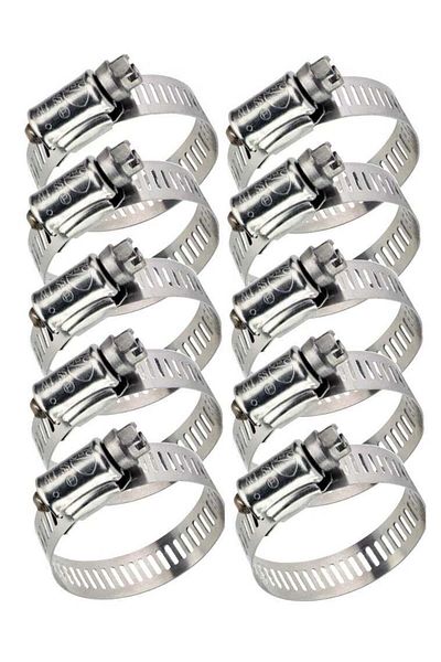 Generic 10 Pieces Adjustable Stainless Steel Hose Clamps 5/16" - 7/8"