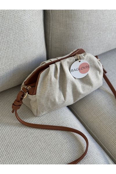 BAGLOVİS Fabric Women's Shoulder Bag with Zipper and Snap Closure En25 Boy15