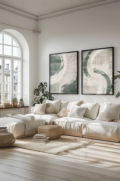 STARYUNA Modern Set of 2 Paintings with Black Wooden Frame Yuna17