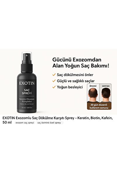 TR EXOTIN Exozomlu Saç Dökülme Karşıtı Sprey – Keratin, Biotin, Kafein, 50 ml...