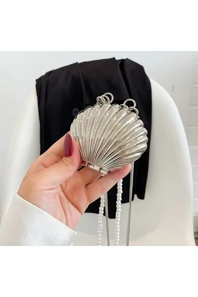 La Saade Ocean Whisper- Seashell Pearl and Metal Two Handle Mini Bag