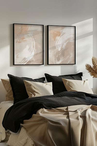 STARYUNA Modern Set of 2 Paintings with Black Wooden Frame Yuna16