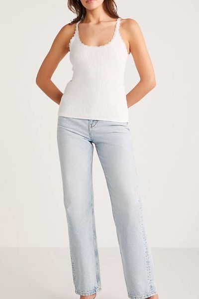ALPINMODA Lace Thin Strap Neck Tank Top