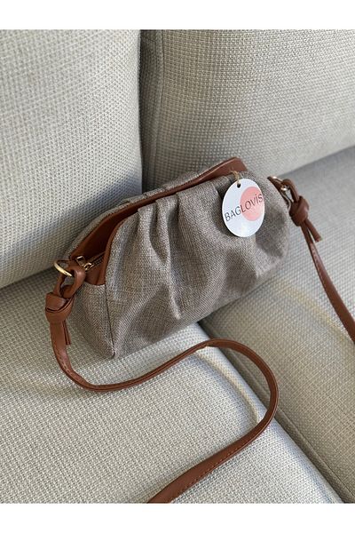 BAGLOVİS Fabric Women's Shoulder Bag with Zipper and Snap Closure En25 Boy15