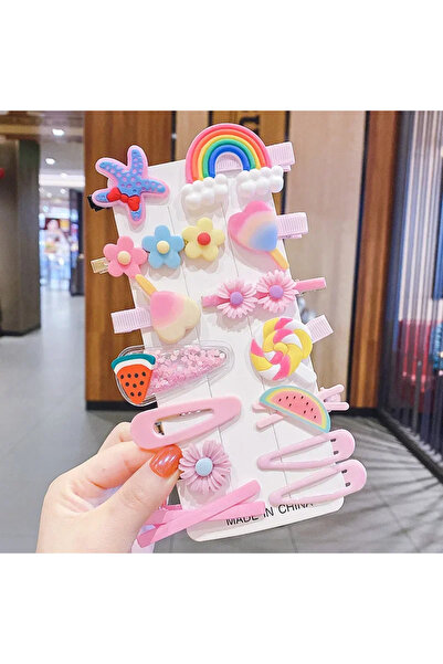 GÜMRÜK BEY 14 Pieces Colorful Cute Hair Clip Set – Flower, Fruit and Dessert ...