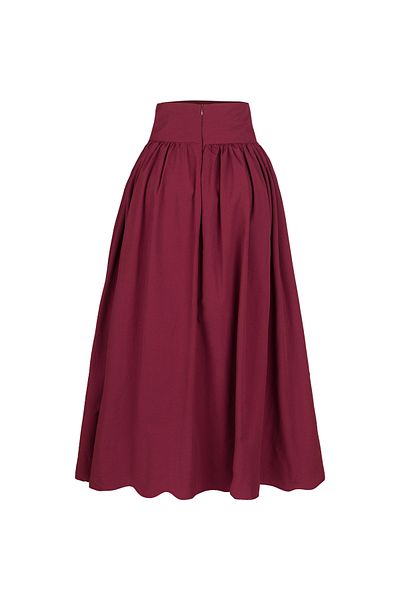 laulei Fusta midi cu talie înaltă din poplin