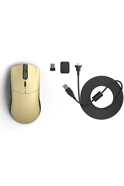 Glorious Mouse gaming Model O Pro Wireless - Golden Panda - Forge, Ultrausor 55g, Galben mat