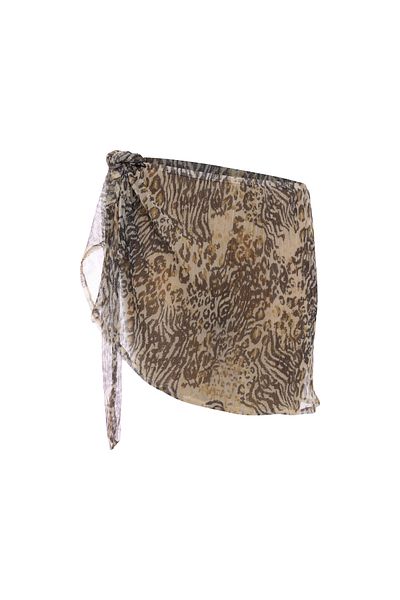Eight Fashion Women's Leopard Patterned Pleated Pareo