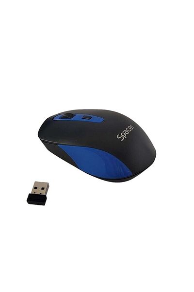 Spacer MOUSE Spacer, PC or NB, wireless, 2.4GHz, optical, 1600 dpi, 4/1 buttons/scroll, black and blue, bat